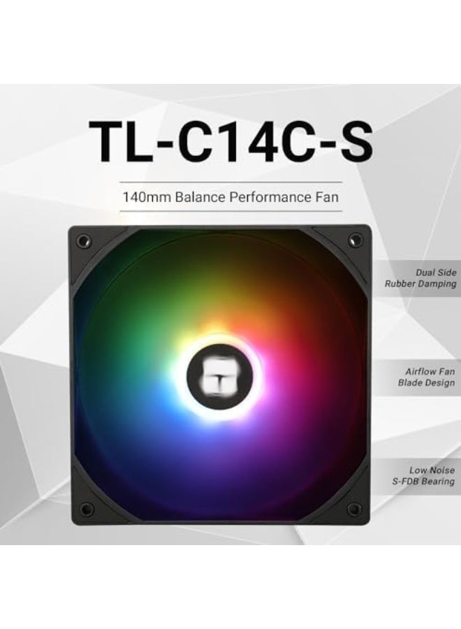 TL-C14C-S مروحة حالة عالية الأداء 1500RPM، مروحة تبريد 4-PIN PWM مع محمل S-FDB (140 مم، ARGB) - Image 2