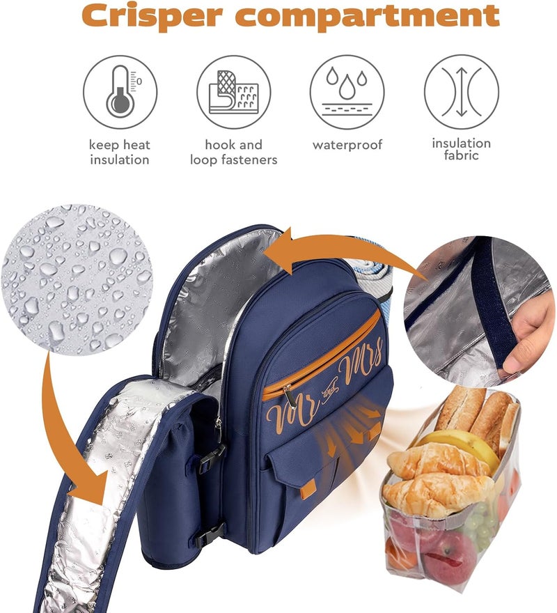 AW BRIDAL 22L Insulated Picnic Backpack Set for Couples - Image 2