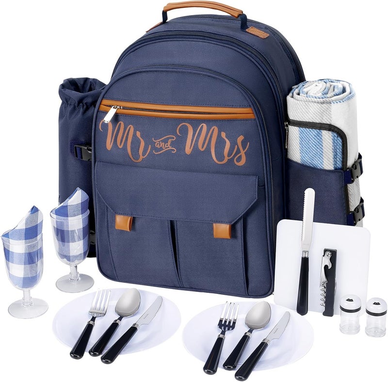 AW BRIDAL 22L Insulated Picnic Backpack Set for Couples - Image 1