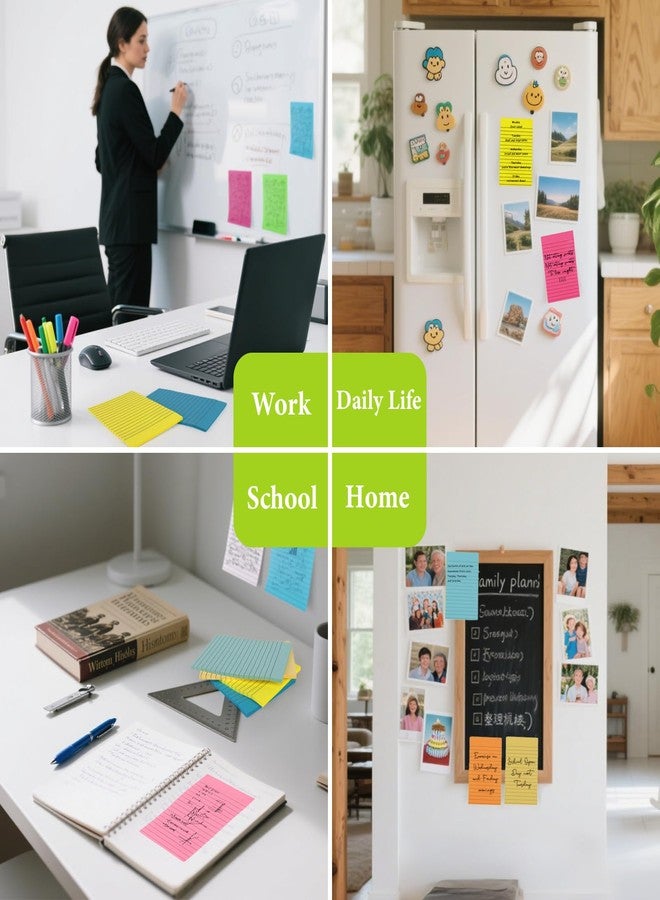 NESCCI 12 Pads Lined Sticky Notes 4x6 Sticky Notes with Lines Self-Stick Note Pads 12 Bright Multi Colors, 33 Sheet/Pad - Image 5