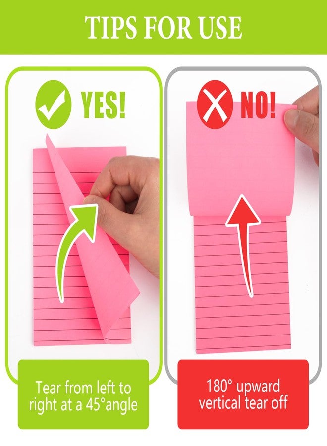 NESCCI 12 Pads Lined Sticky Notes 4x6 Sticky Notes with Lines Self-Stick Note Pads 12 Bright Multi Colors, 33 Sheet/Pad - Image 4