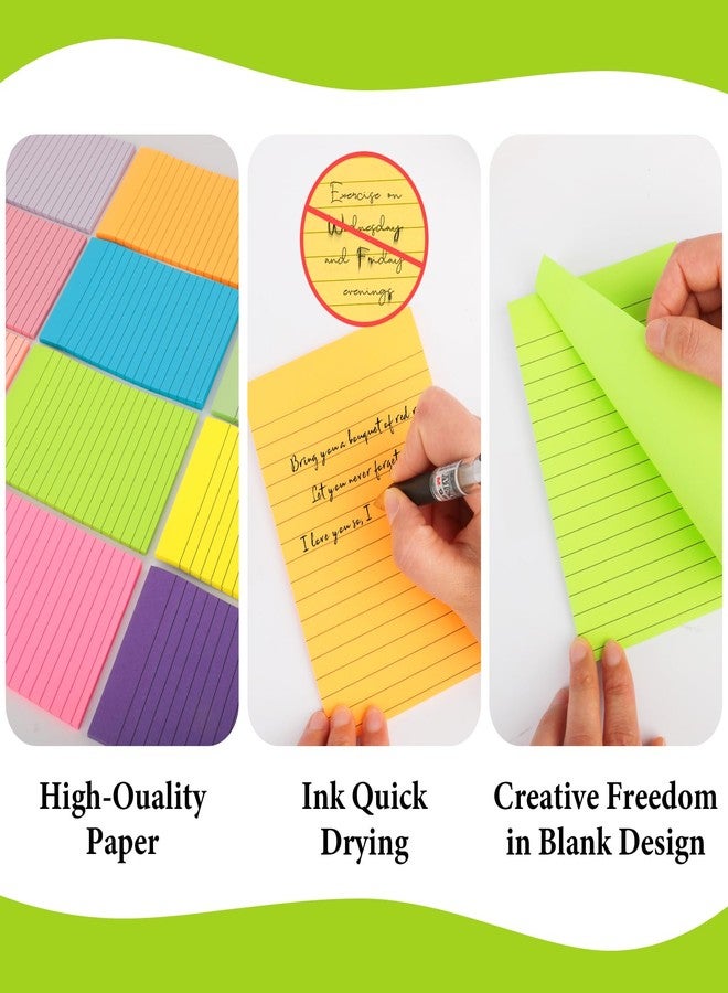 NESCCI 12 Pads Lined Sticky Notes 4x6 Sticky Notes with Lines Self-Stick Note Pads 12 Bright Multi Colors, 33 Sheet/Pad - Image 3