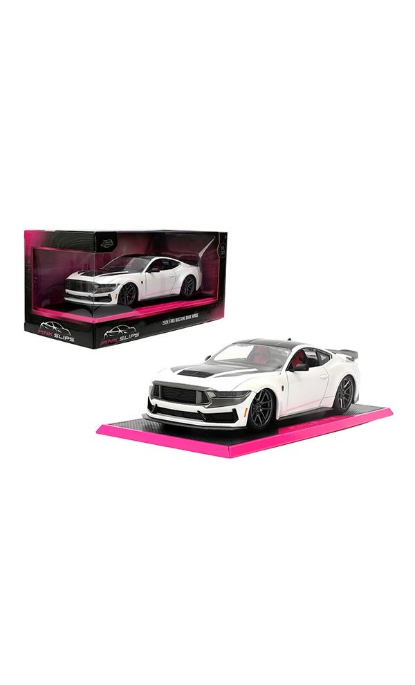 JADA Toys Pink Slips 2024 Ford Mustang Die-Cast Car with Base, Toys for Kids and Adults – 1:24 Scale, White - Image 1
