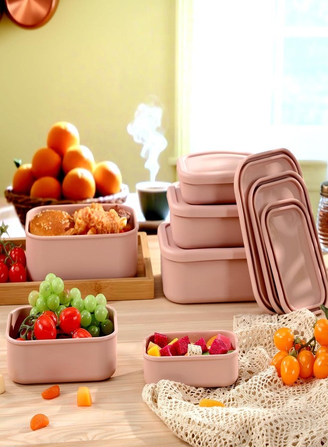 Blushtier 2 Sets of 6 Silicone Food Storage Containers with Lid Silicone Bento Box Rectangular Lunch Box Hard Shell Containers Microwave Dishwasher Freezer Safe, 10 oz, 23.6 oz, 44 Ounce(Pink) - Image 4