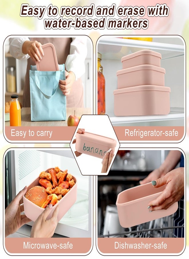 Blushtier 2 Sets of 6 Silicone Food Storage Containers with Lid Silicone Bento Box Rectangular Lunch Box Hard Shell Containers Microwave Dishwasher Freezer Safe, 10 oz, 23.6 oz, 44 Ounce(Pink) - Image 5