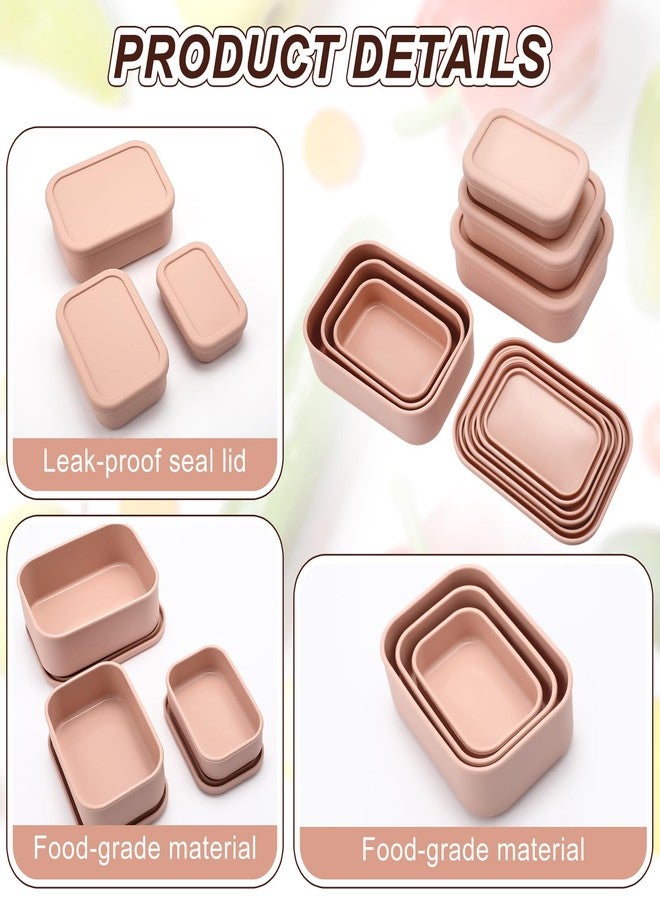 Blushtier 2 Sets of 6 Silicone Food Storage Containers with Lid Silicone Bento Box Rectangular Lunch Box Hard Shell Containers Microwave Dishwasher Freezer Safe, 10 oz, 23.6 oz, 44 Ounce(Pink) - Image 3