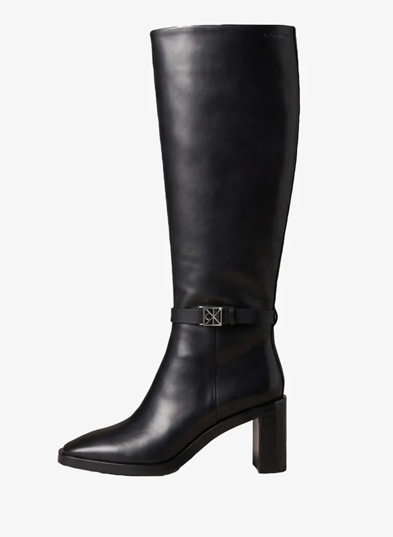 Calvin Klein Leather Block-Heel Knee Boots