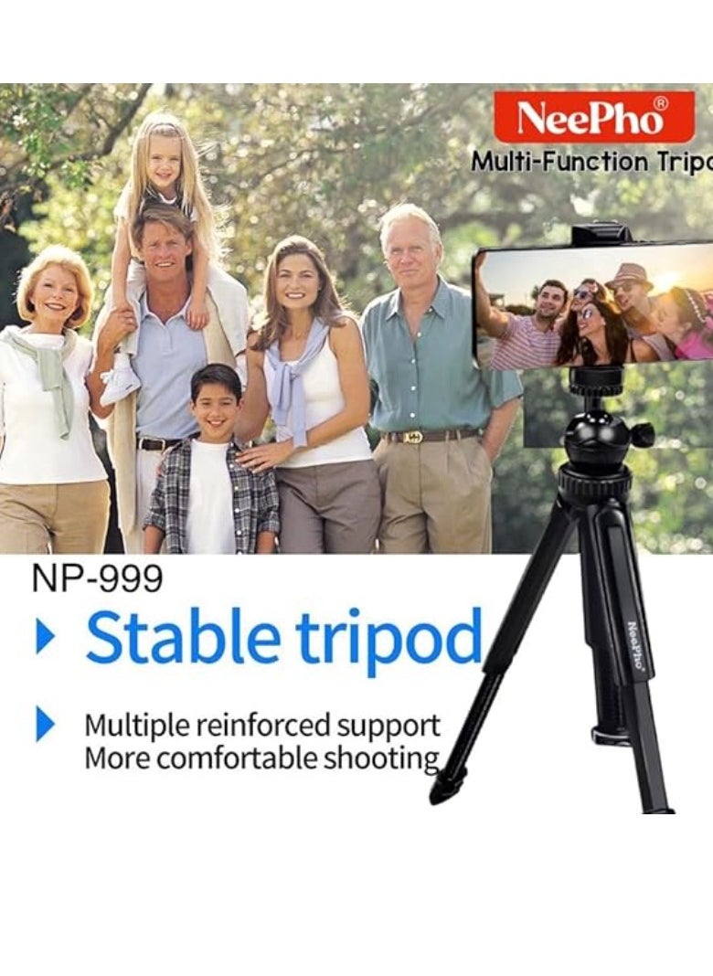 NeePho Neepho NP-999 - 360 Degree Multi-Function Tripod Portable Foldable Phone & Camera Stand - Black  - Image 3