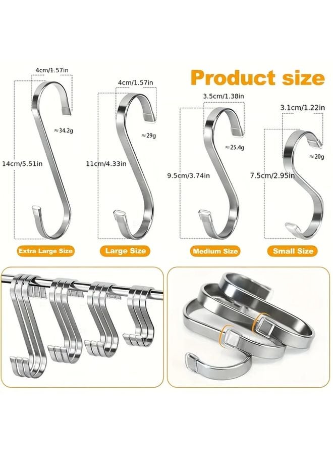 10 خطافات كبيرة الحجم على شكل S متينة من الفولاذ المقاوم للصدأ مقاومة للصدأ للمطبخ - Image 4