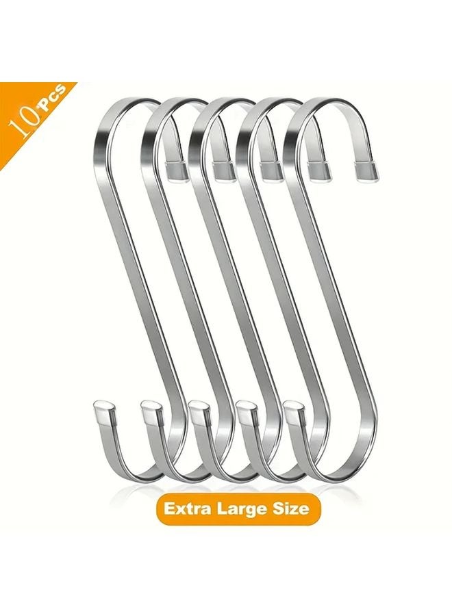 10 خطافات كبيرة الحجم على شكل S متينة من الفولاذ المقاوم للصدأ مقاومة للصدأ للمطبخ - Image 1