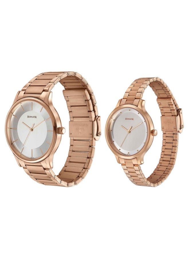 Sonata 7710587050WM02 Men’s Watch – White Dial, Two-Tone Stainless Steel Bracelet, Quartz Movement - Image 3