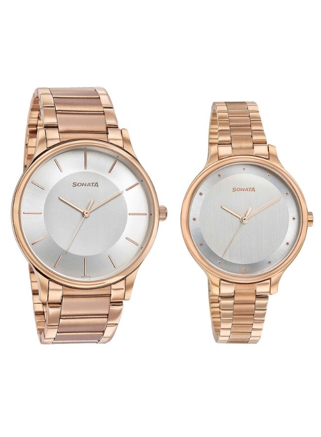 Sonata 7710587050WM02 Men’s Watch – White Dial, Two-Tone Stainless Steel Bracelet, Quartz Movement - Image 2