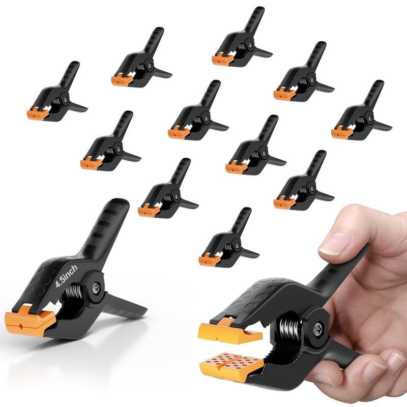 EMART 12 Pack Heavy Duty Spring Clamps 45 Inch Plastic Large Professional Backdrop Clips Clamps for Backdrop Stand Pool Cover Photography Studio Balloon arch Woodworking Crafts Tarp Photoshoot