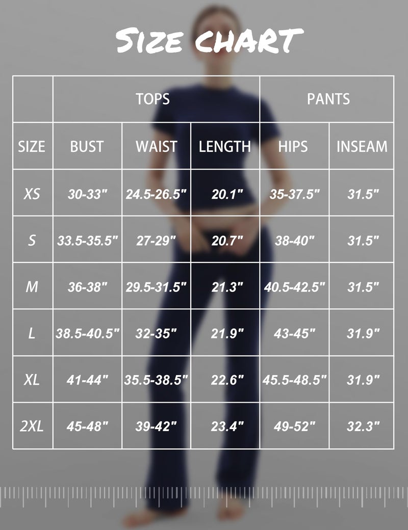 PUMIEY Two Piece Sets for women Lounge Sets Short Sleeve Tops Flare Leggings Set Going Out Casual Outfits Matching Sets Tracksuit, Dark Night Small - Image 2