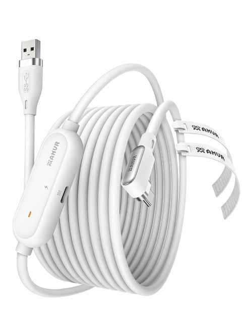 16ft ( 5M ) شحن موصل متوافق مع metaquest 3 / 3S / بيكو 4-data الكابل ، مع واحد سريع شحن ميناء ، سرعة عالية تصل إلى 5 ميغابت في الثانية إلى pcvr / steamvr ، أثناء اللعب أثناء الشحن