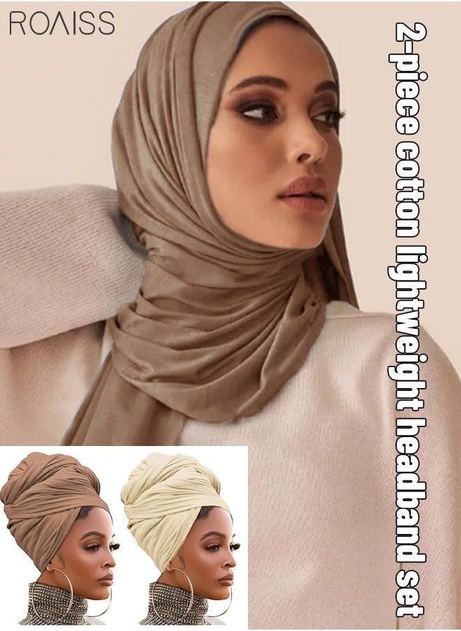 roaiss - Women'S Fashionable Dust Headscarf 2 Pieces Set Multipurpose Magic Headscarf Fashion Hot Diamond Sarong Gradient Headscarf - Image 1