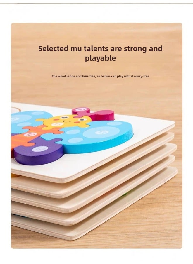 Early Childhood Education 3D Stereo Advanced Jigsaw of the Animal Growth Process Evolution from Tadpole to Frog Colorful Desktop Toy for Intellectual Cognition and Brain Development Wooden Puzzle Toy - Image 5