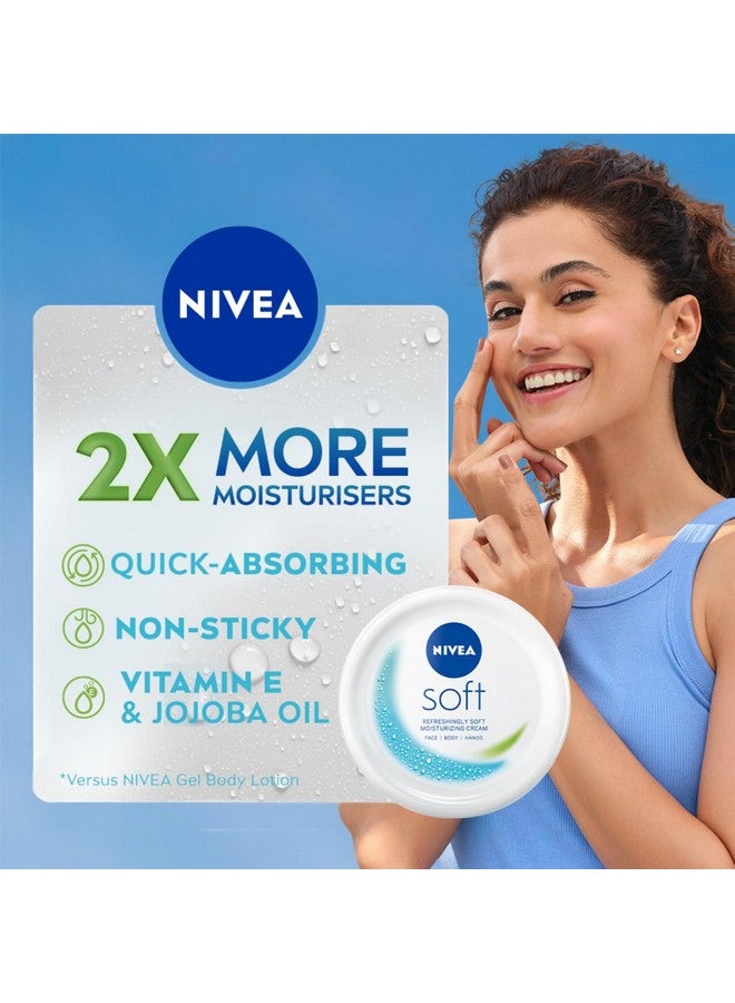 Nivea Soft Light Moisturizer, 300 Ml, For Face, Hand & Body, Non-Greasy Cream With Vitamin E & Jojoba Oil For Instant Hydration - Image 3