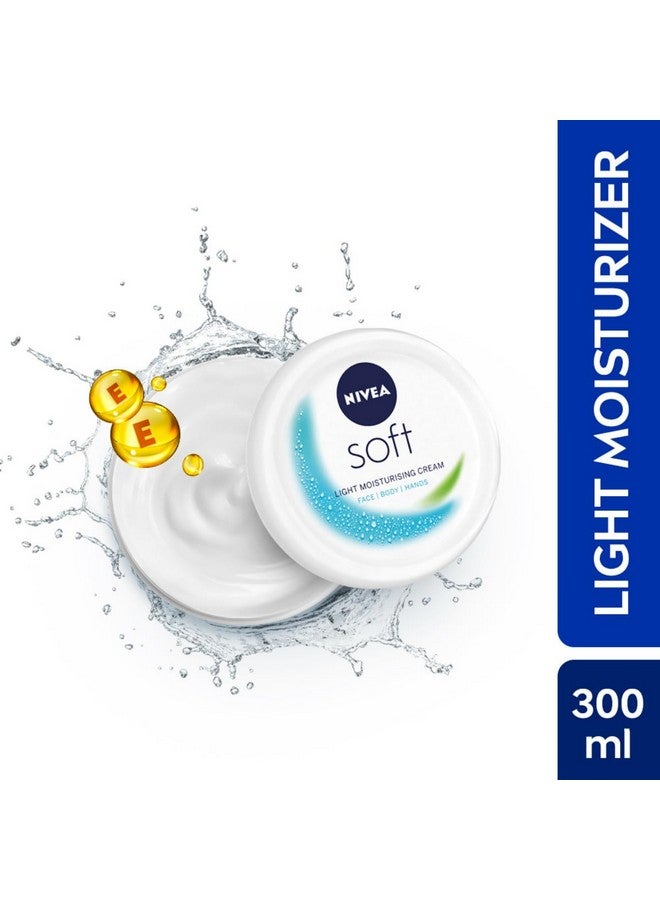 Nivea Soft Light Moisturizer, 300 Ml, For Face, Hand & Body, Non-Greasy Cream With Vitamin E & Jojoba Oil For Instant Hydration - Image 2
