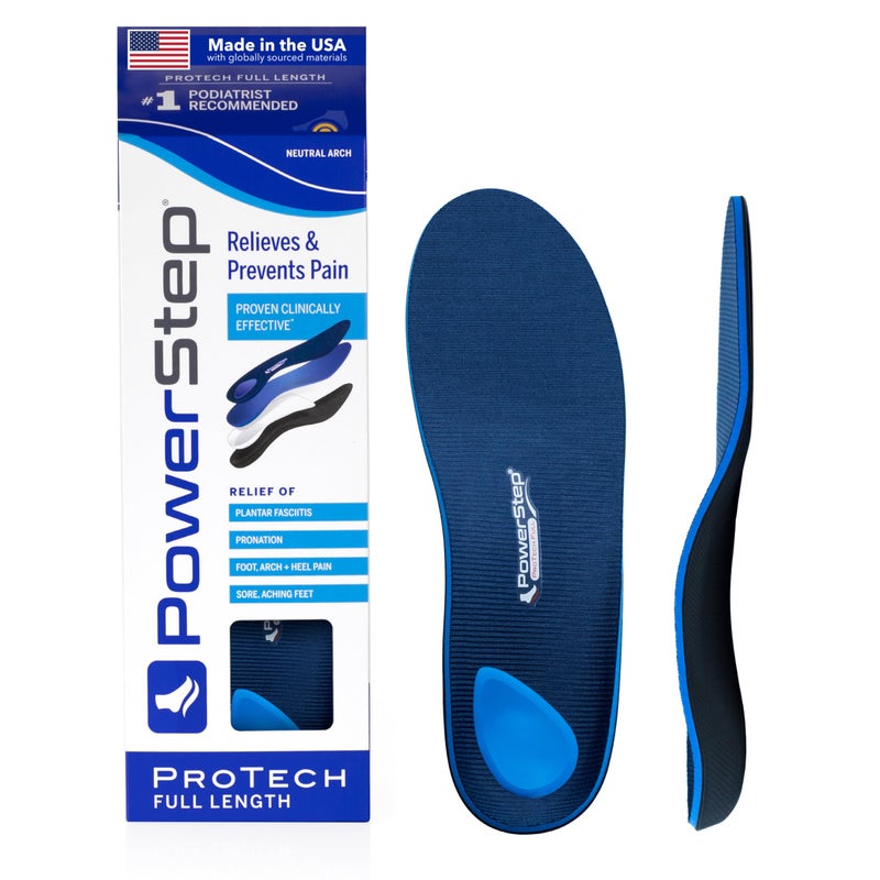 PowerStep ProTech Orthotic Insoles Medical Grade Arch Support Inserts for Plantar Fasciitis Relief Made in USA Maximum Cushioning ShockAbsorb Orthotics M 885 W 10105