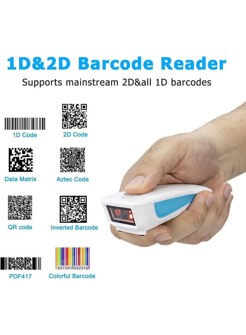 NETUM Upgraded Mini Bluetooth 2D QR Barcode Scanner, 3 in 1 Wireless Portable Pocket Small 1D 2D Bar Code Reader, Automatic Fast, Precise scanning for POS, C850 White  - Image 2