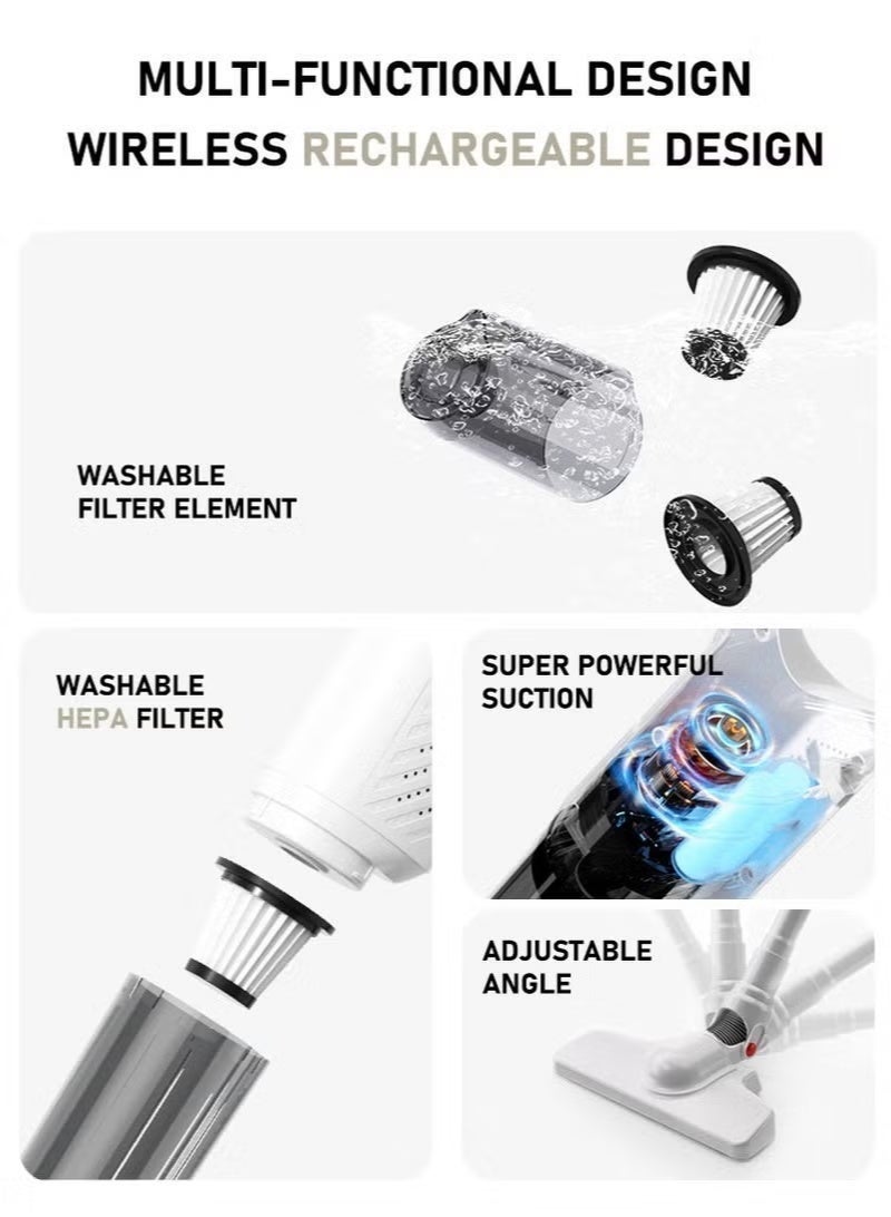 handheld vacuums cordless Rechargeable Portable Mini Car Cleaner, for Pet Hair/Sofa/Stairs - Image 5