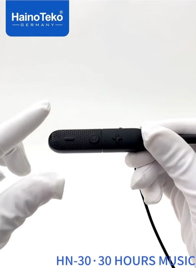 Haino Teko HN-30 Neckband Wireless Earphone With 30 Hours of Music Playback Built-in Microphone and Button Controls Black - Image 3