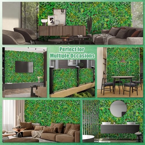 Yangrass Artificial Grass Wall Panels, 20''x20'' 12pcs Boxwood Wall Panels with Tropical Leaves, Faux Greenery Privacy Fence Screen, Grass Backdrop for Outdoor Indoor Garden Birthday Wedding Decor - Image 4