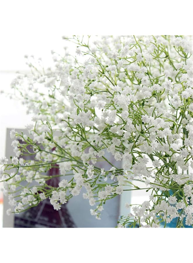 إيروريكس 9 قطع زهور اصطناعية طويلة الساق من نبات الجبسوفيلا الاصطناعي الملمس الحقيقي للمنزل والمكتب والديكور الداخلي والخارجي لحفلات الزفاف والأثاث الاحتفالي باللون الأبيض - Image 3