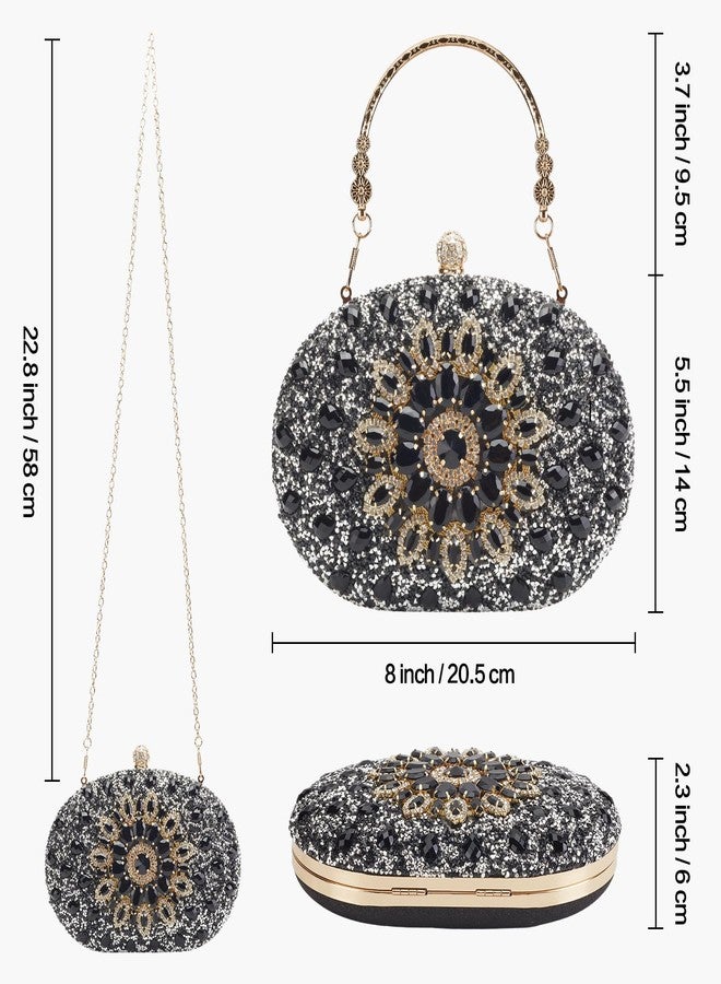 Suhatjia Rhinestone Pearl Purse Women Evening Clutch Purse,Party Pearl Purses for Women Evening,Green Clutch Purses for Women, Black - Image 5