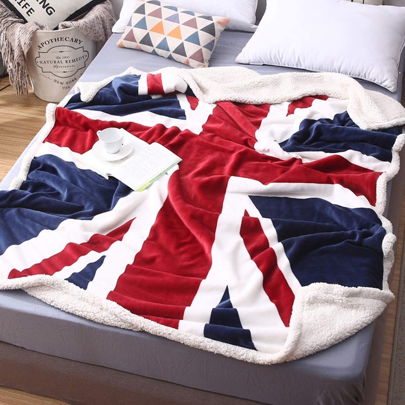 ABREEZE Soft Union Jack Throw Blanket Sherpa Fleece Throws Super Comfy Blanket Comfort Caring Gift Blanket 51"x63" - Image 3