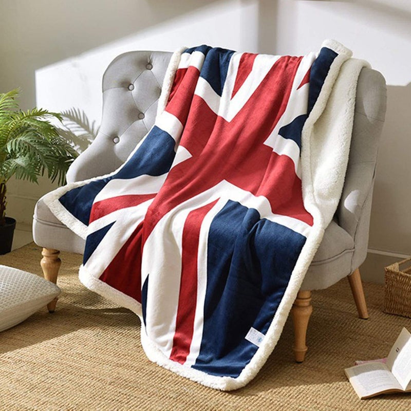 ABREEZE Soft Union Jack Throw Blanket Sherpa Fleece Throws Super Comfy Blanket Comfort Caring Gift Blanket 51"x63" - Image 1