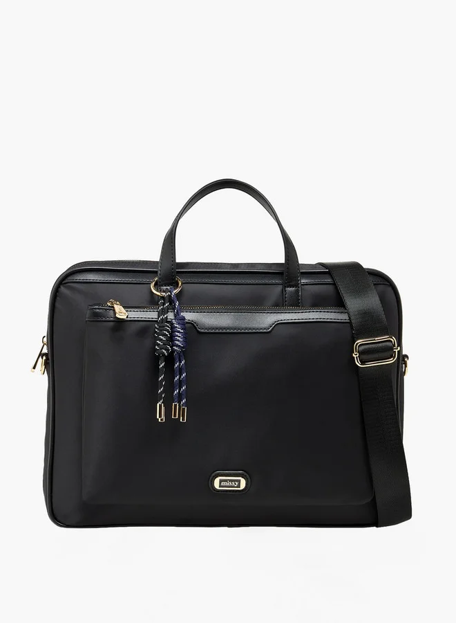 MISSY Solid Laptop Bag with Detachable Strap