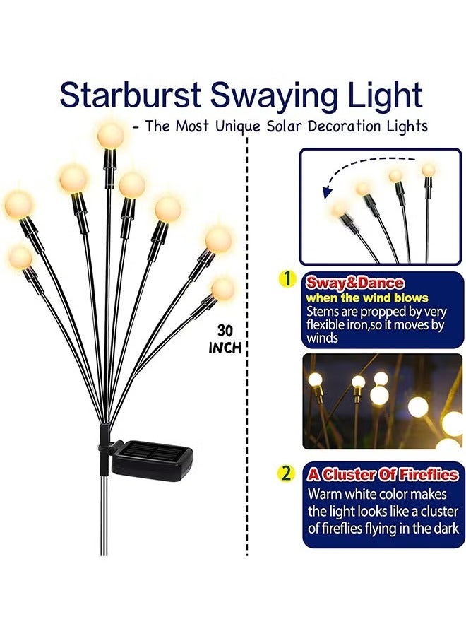 Sakulight 4 Pack Total 32LED Solar Garden Lights - Solar Garden Lights Outdoor, Solar Firefly Lights, Sway by Wind, Solar Fairy Lights Waterproof for Garden Patio Decoration - Image 2