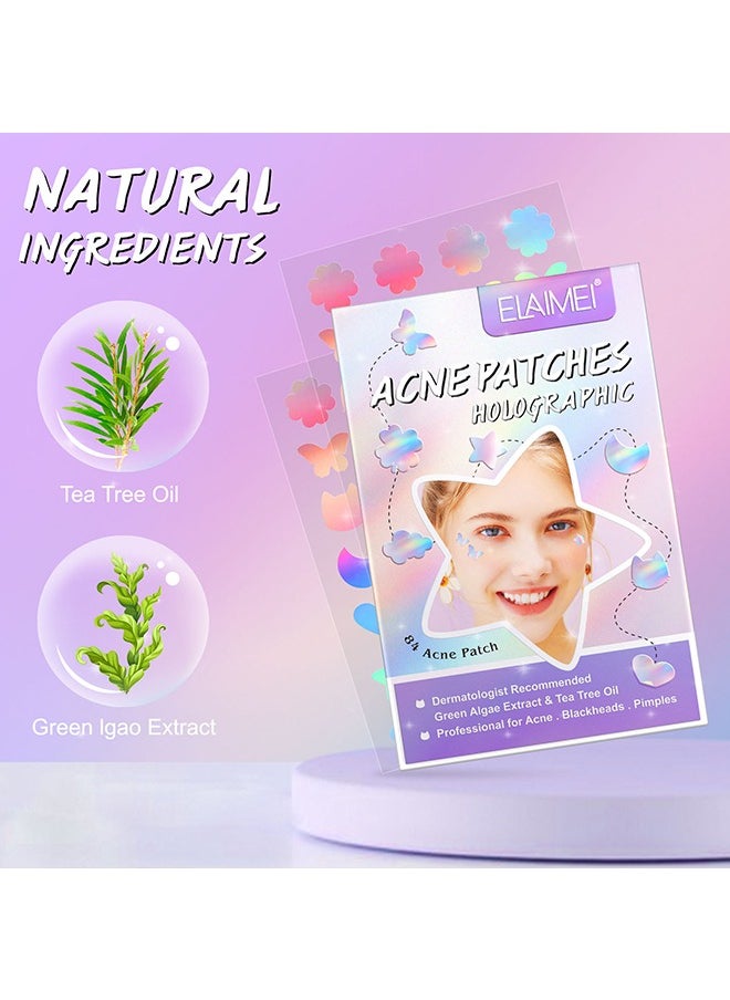 Elaimei 84Pcs Pimple Patches for Face,Hydrocolloid Acne Patches for Covering Zits and Blemishes, Cute Spot Stickers for Skin Care  - Image 5