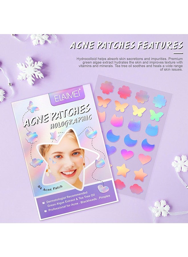 Elaimei 84Pcs Pimple Patches for Face,Hydrocolloid Acne Patches for Covering Zits and Blemishes, Cute Spot Stickers for Skin Care  - Image 2