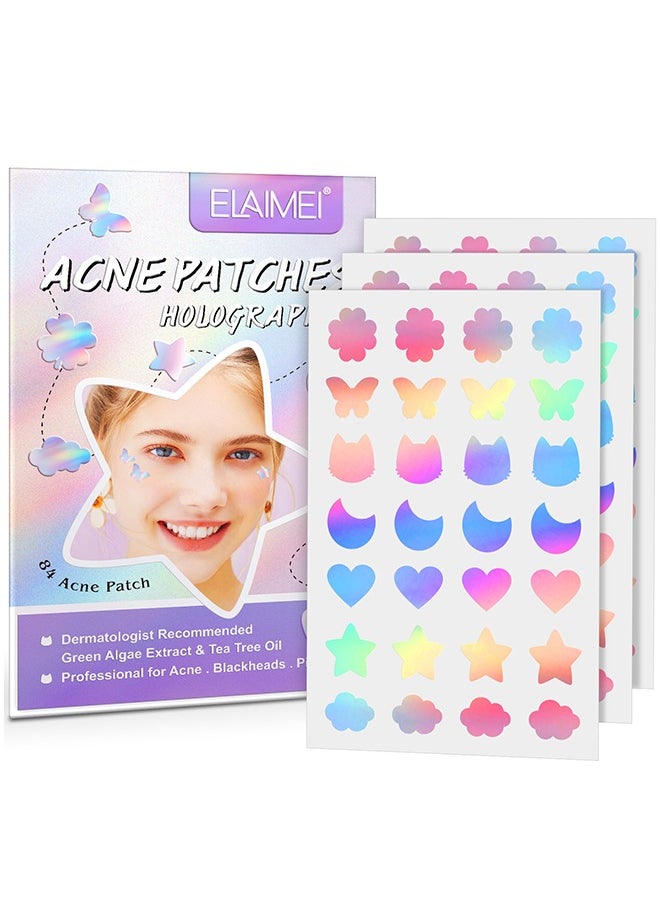 Elaimei 84Pcs Pimple Patches for Face,Hydrocolloid Acne Patches for Covering Zits and Blemishes, Cute Spot Stickers for Skin Care  - Image 1