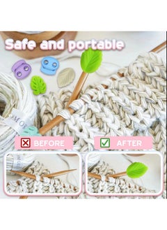 CESUSME 32 Pcs Knitting Needle Stoppers, Leaf Cactus Knitting Needle Caps, Color Silicone Knitting Needle Point Protectors, Knitting Silicone Stoppers for Hand DIY Supplies Accessories  - Image 5