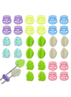 CESUSME 32 Pcs Knitting Needle Stoppers, Leaf Cactus Knitting Needle Caps, Color Silicone Knitting Needle Point Protectors, Knitting Silicone Stoppers for Hand DIY Supplies Accessories  - Image 1