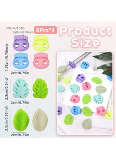 CESUSME 32 Pcs Knitting Needle Stoppers, Leaf Cactus Knitting Needle Caps, Color Silicone Knitting Needle Point Protectors, Knitting Silicone Stoppers for Hand DIY Supplies Accessories  - Image 3