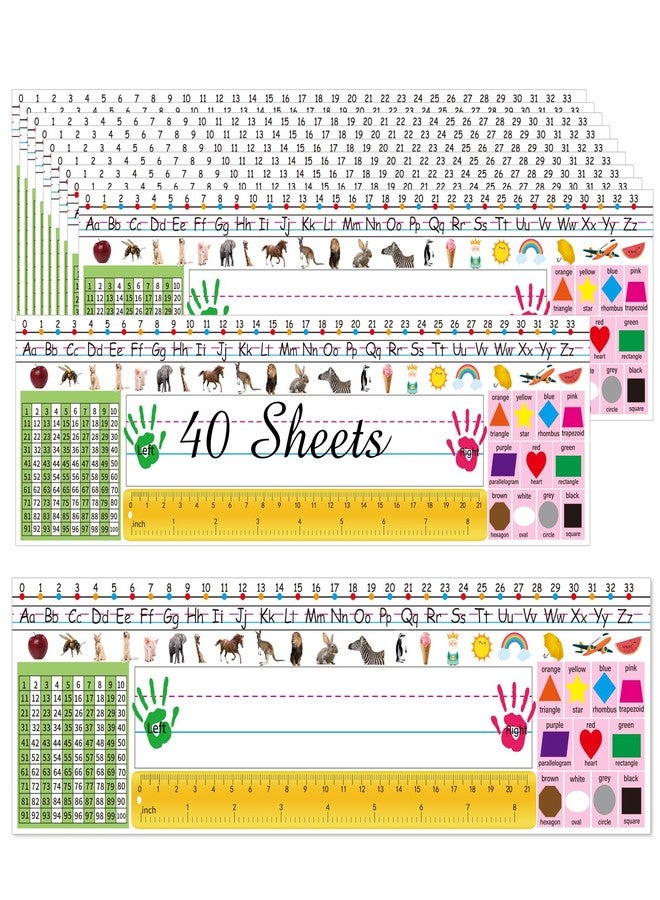 starboling Desk Nameplates,40pcs Name Tags for Classroom,Waterproof Multipurpose Manuscript Students Name Plates for desks Classroom with Multiplication,Fractions and Percentages Table(Animal Style) - Image 1