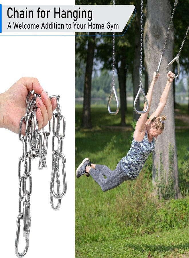 Urkupoo 2 Pack 30 Inch Heavy Duty Chains, 1/5 Inch Thick Steel Hanging Chain with Spring Snap, Easy to Install Chain Extender for Punching Boxing Bag, Hammock, Porch Yoga Trapeze Swing, Silver, 440LB - Image 5