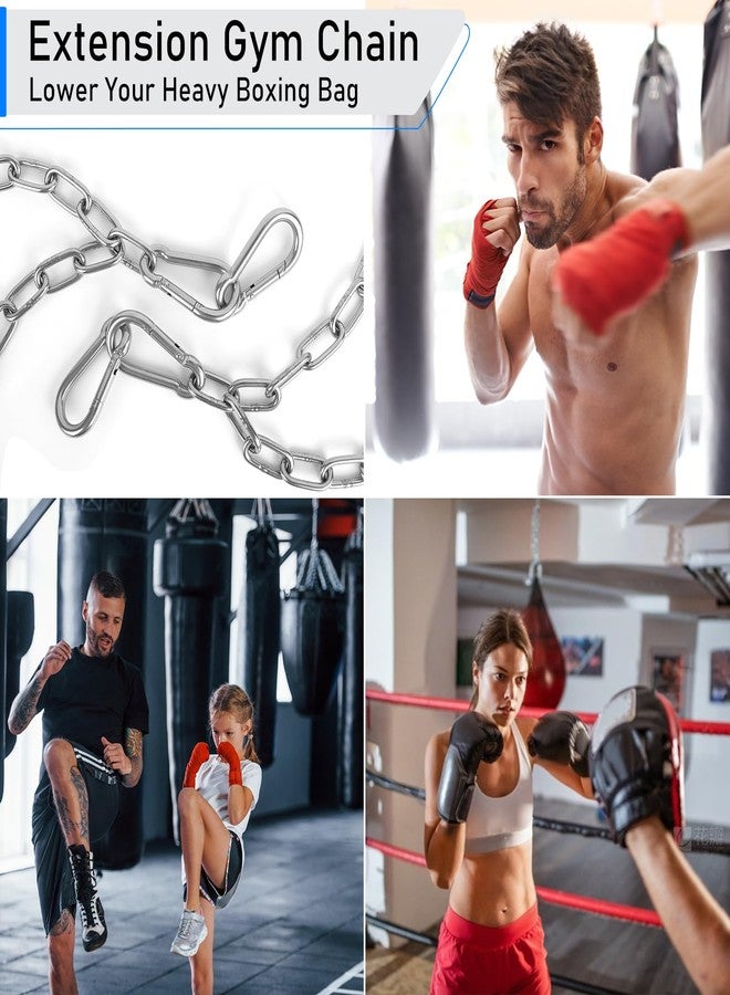 Urkupoo 2 Pack 30 Inch Heavy Duty Chains, 1/5 Inch Thick Steel Hanging Chain with Spring Snap, Easy to Install Chain Extender for Punching Boxing Bag, Hammock, Porch Yoga Trapeze Swing, Silver, 440LB - Image 3