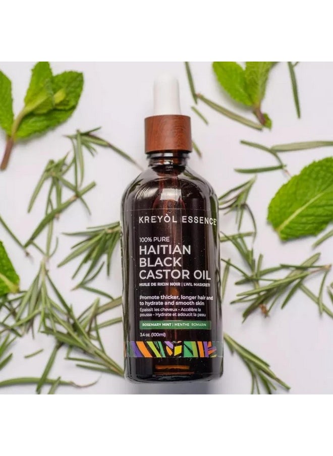 KREYÒL ESSENCE - زيت الخروع الأسود الهاييتي من كريول إسنس لنمو الشعر بالروزماري والنعناع 3.4 أونصة سائلة - Image 1
