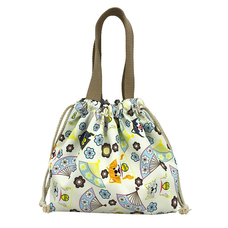 enyuwlcm Mini Lunch Tote Pouch Reusable Small Cute Lunch Bag with Drawstring Suitable for Girls Women Dog Beige - Image 1