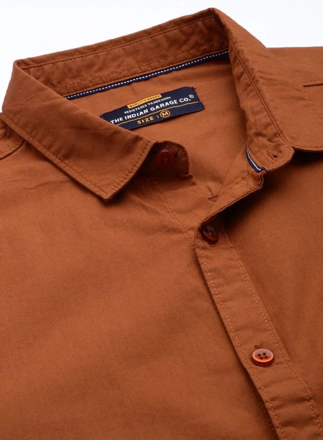 The Indian Garage Co Men Regular Fit Solid Full Sleeves Cutaway Collar Casual Shirt