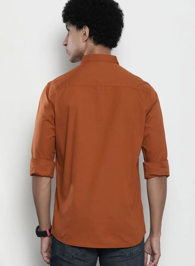 The Indian Garage Co Men Regular Fit Solid Full Sleeves Cutaway Collar Casual Shirt
