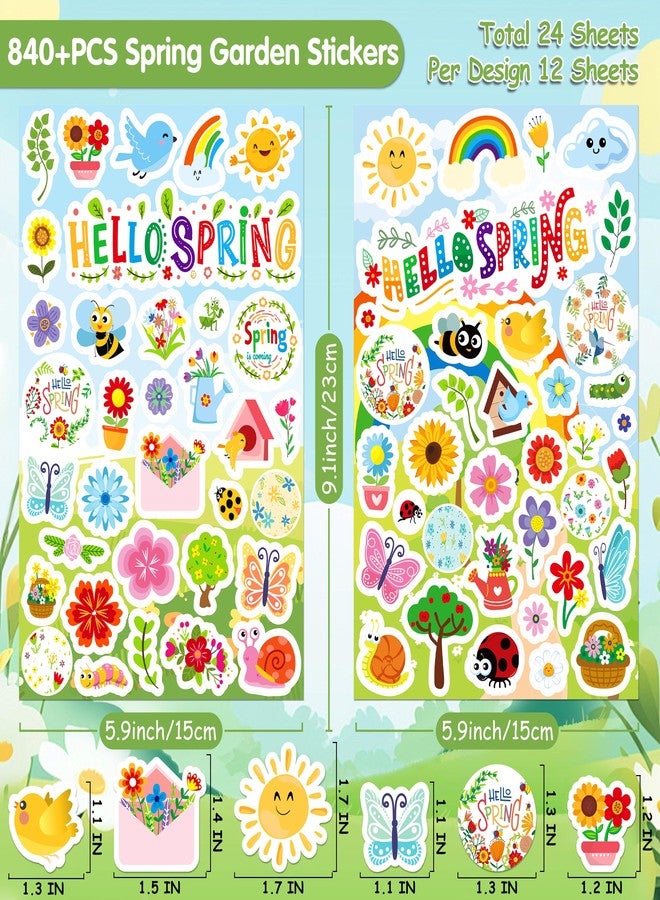 LINAYE 24 Sheets Spring Stickers for Kids, 840 PCS Spring Decorative Seasonal Holiday Stickers for Kids Classroom, Spring Crafts for Kids, Spring Party Favors Supplies - Image 2