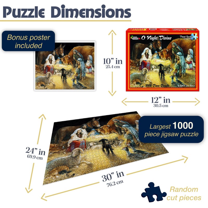 White Mountain O Night Divine Christmas Puzzles 1000 Pieces Jigsaw Puzzle for Adults and Family - Image 3