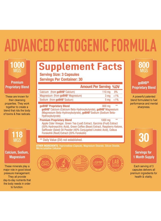 Purely Optimal - Premium Keto+Apple Cider Vinegar Pills Promote Ketosis Boost Energy & Focus Support Metabolism Manage Cravings W/Garcinia Cambogia Keto Bhb Exogenous Ketones 90 Capsules - Image 1